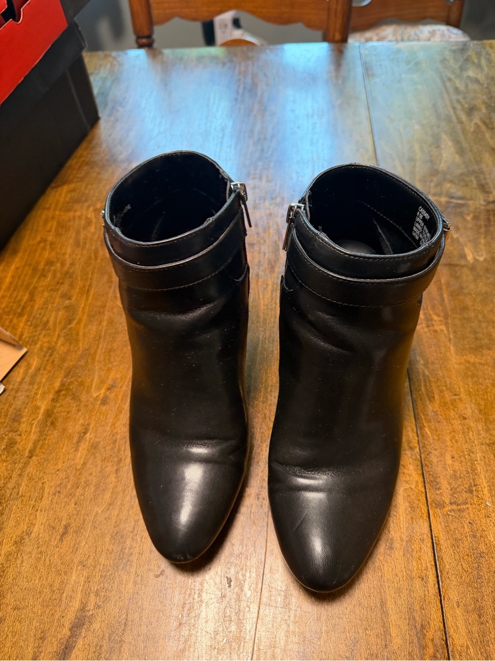 Chaps Black Pointed-Toe Ankle Booties with Side Zip